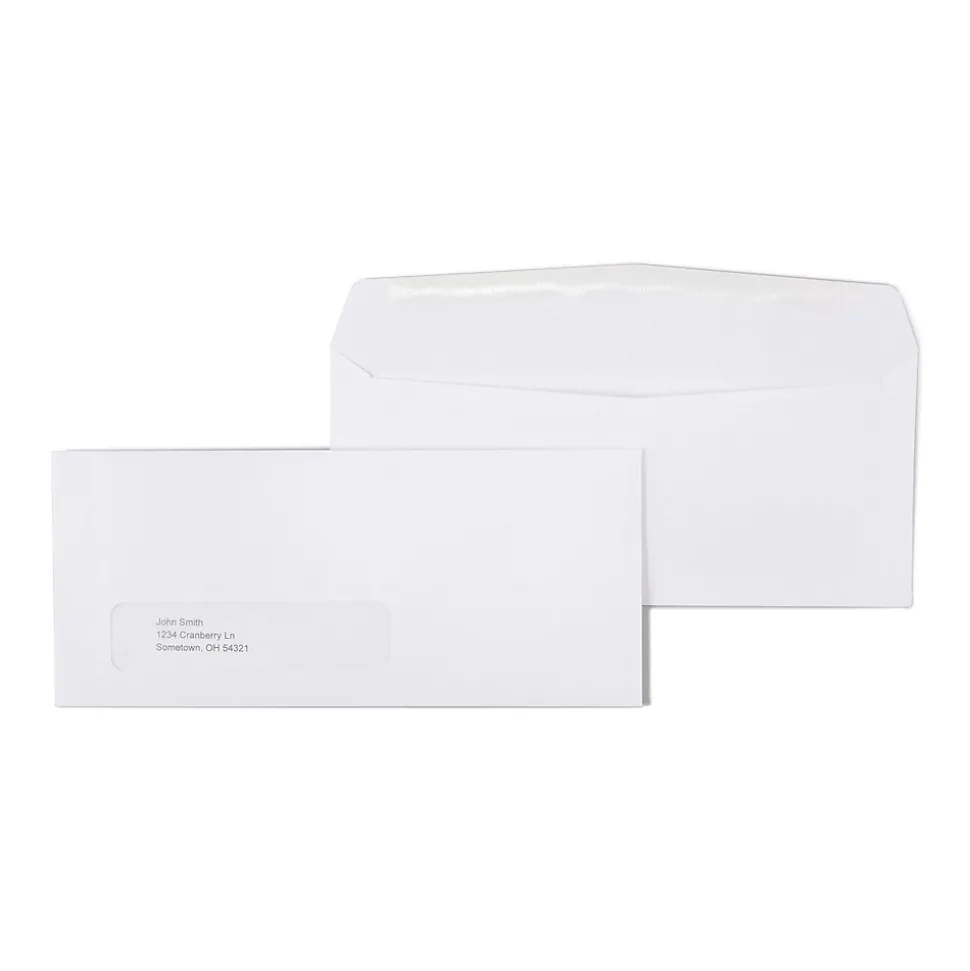 Gummed #10 Business Envelope, 4 1/8" x 9 1/2", White Wove, 500/Box (SPL381937) | Staples New