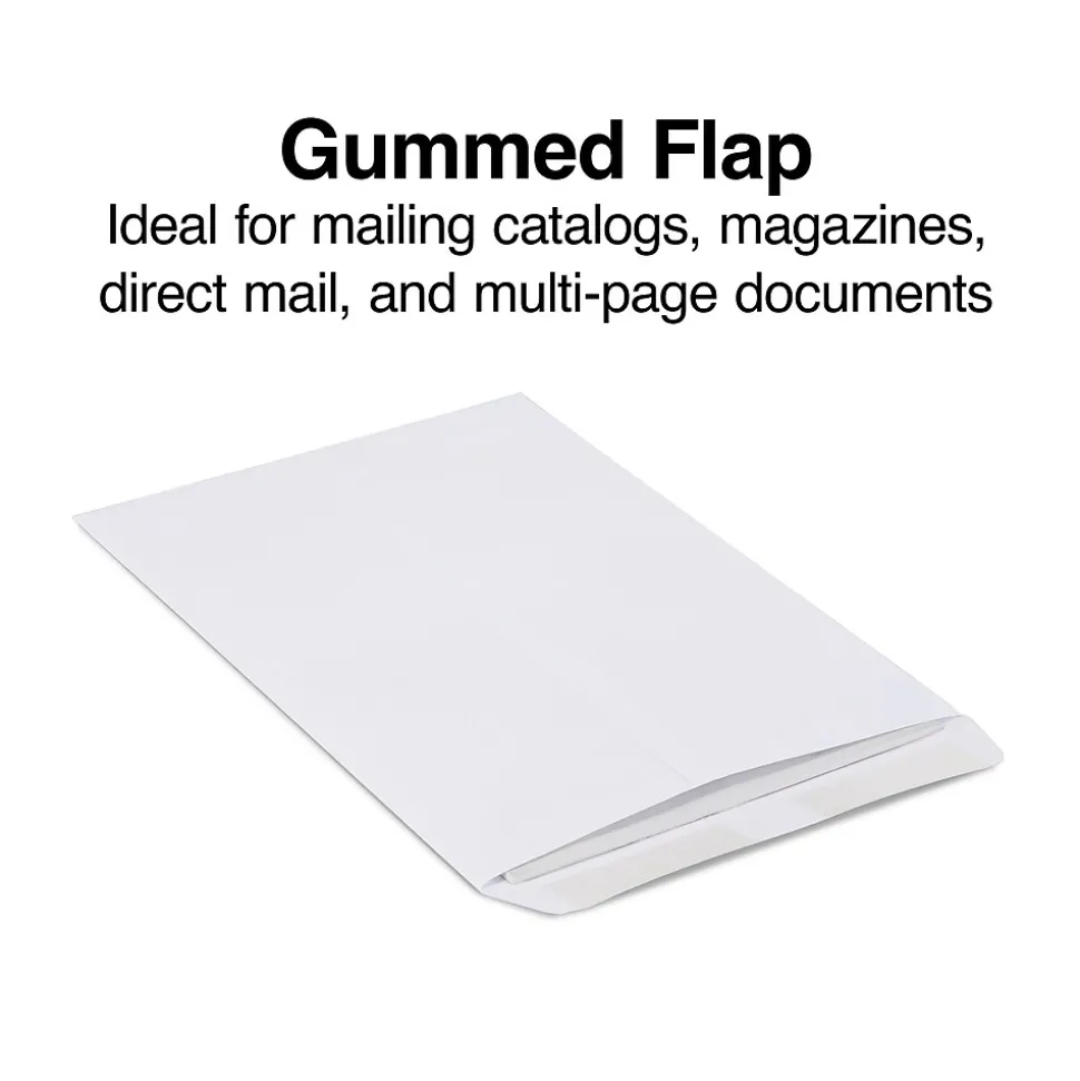 Gummed Catalog Envelopes, 9"L x 12"H, White, 100/Box (50264/47286N) | Staples Outlet
