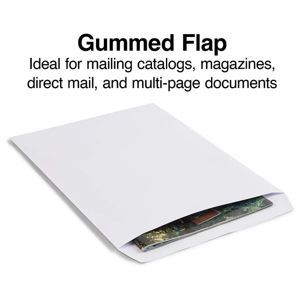 Gummed Catalog Envelopes, 10"L x 13"H, White, 100/Box (295840N) | Staples Sale