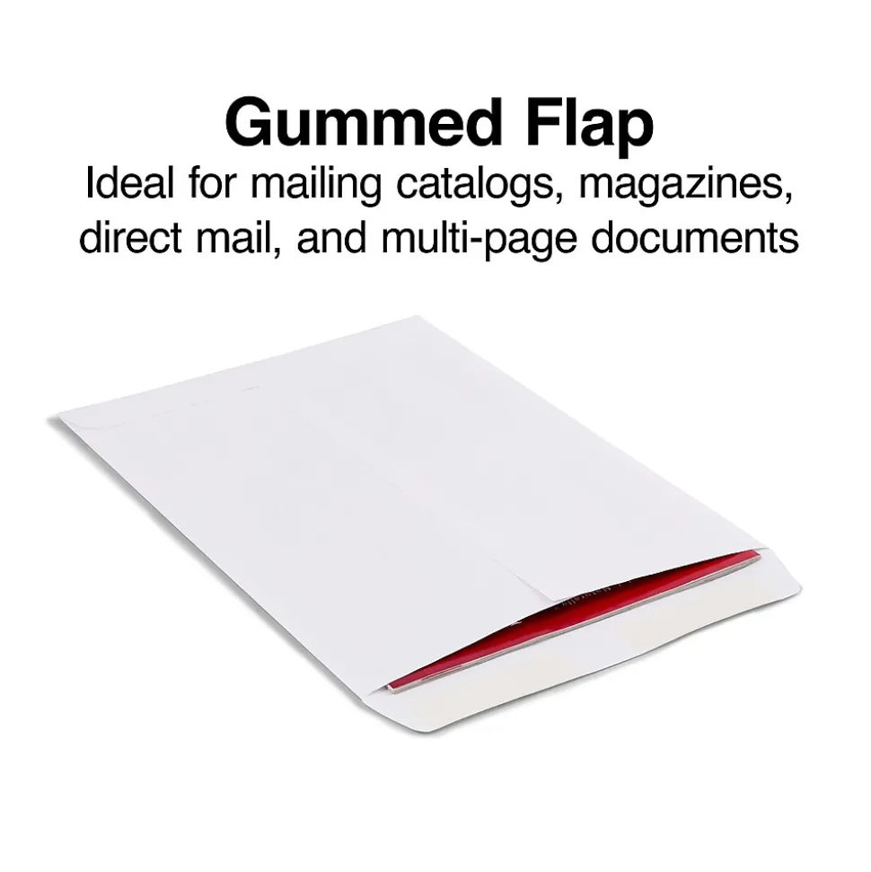 Gummed Catalog Envelopes, 9"L x 12"H, White, 250/Box (486949R) | Staples Sale