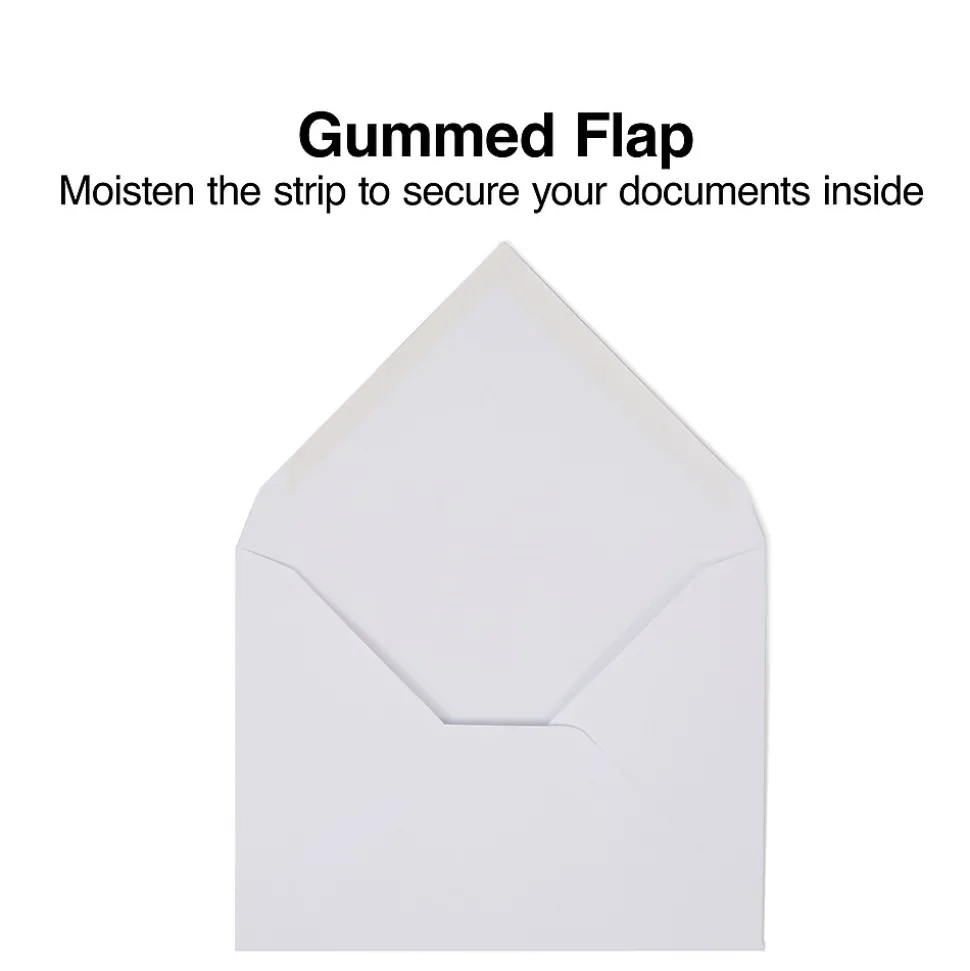 Gummed Invitation Envelopes, 5 3/4" x 4 3/8", White, 250/Box (266767N) | Staples Hot