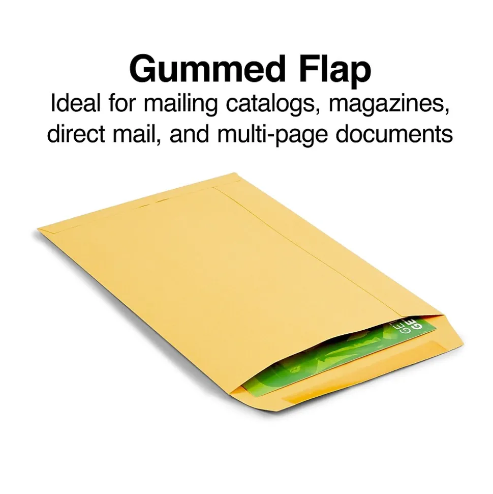 Gummed Kraft Catalog Envelopes, 6.5" x 9.5", Brown, 100/Box (SPL534701) | Staples New
