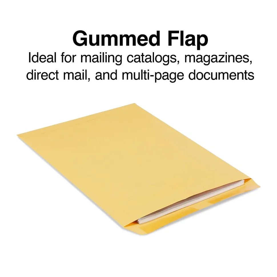 Gummed Kraft Catalog Envelopes, 11.5" x 14.5", Brown, 100/Box (SPL534776) | Staples Store