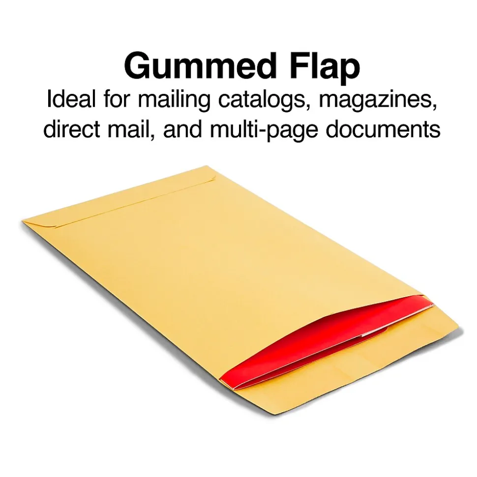 Gummed Kraft Catalog Envelopes, 6" x 9", Brown, 500/Box (ST381944-CC) | Staples Flash Sale