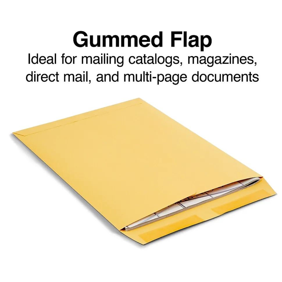 Gummed Kraft Catalog Envelopes, 10"L x 13"H, Brown, 250/Box (486946/17033) | Staples Store