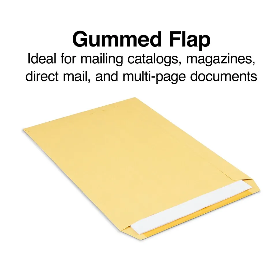 Gummed Kraft Catalog Envelopes, 10"L x 15"H, Brown, 100/Box (SPL534768) | Staples Best Sale