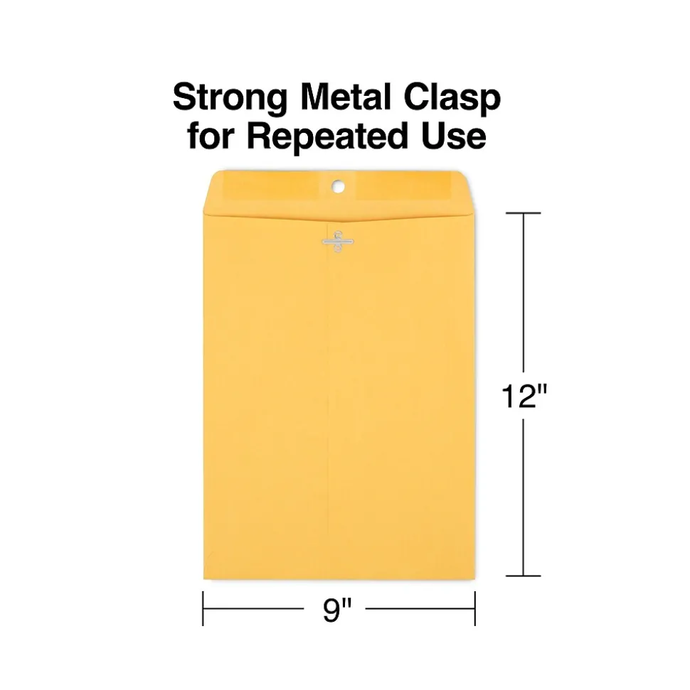 Kraft Clasp & Moistenable Glue Catalog Envelopes, 9" x 12", Brown, 100/Box (ST187021-CC) | Staples Online