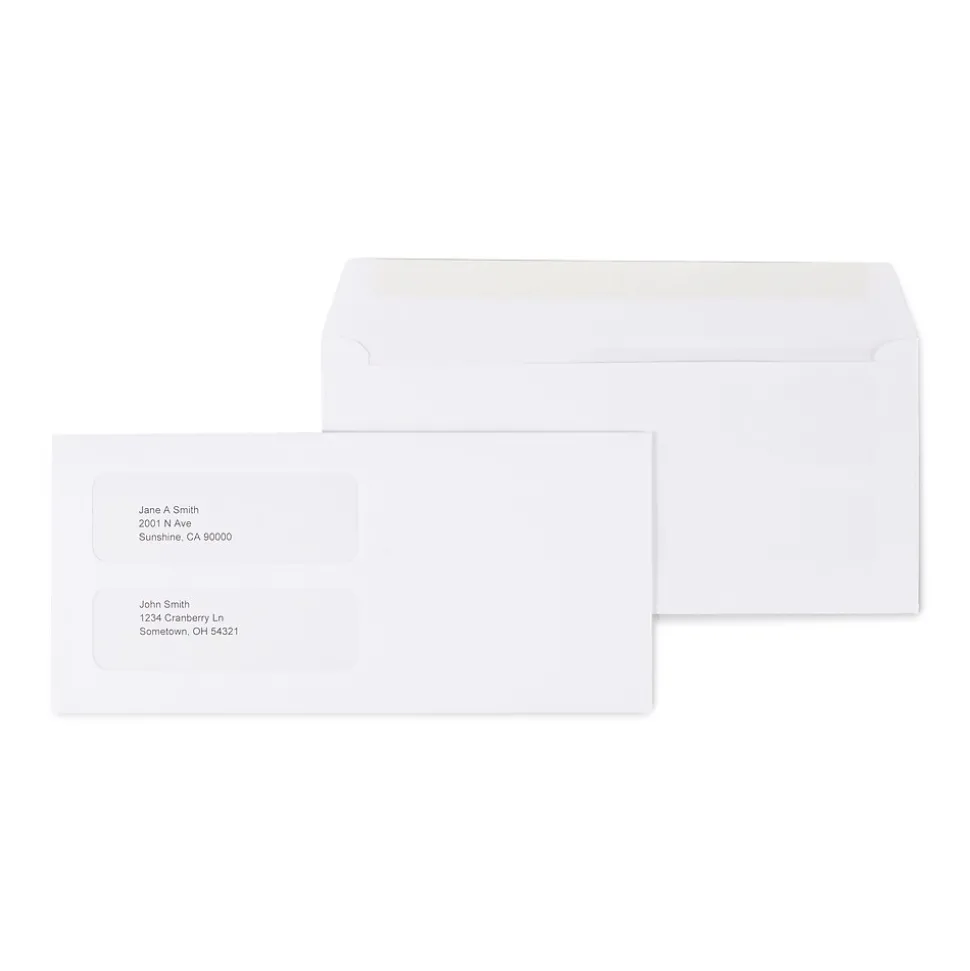 Laser Forms Double Window Envelopes, Wove White, 500/Box (ST473949-CC) | Staples Clearance