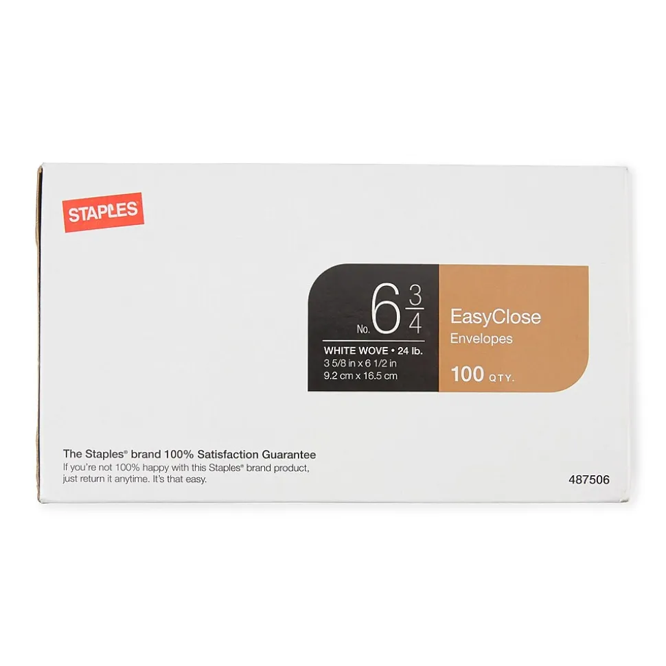 QuickStrip EasyClose #6 3/4 Business Envelopes, 3 5/8" x 6 1/2", White, 100/Box (14011) | Staples Cheap