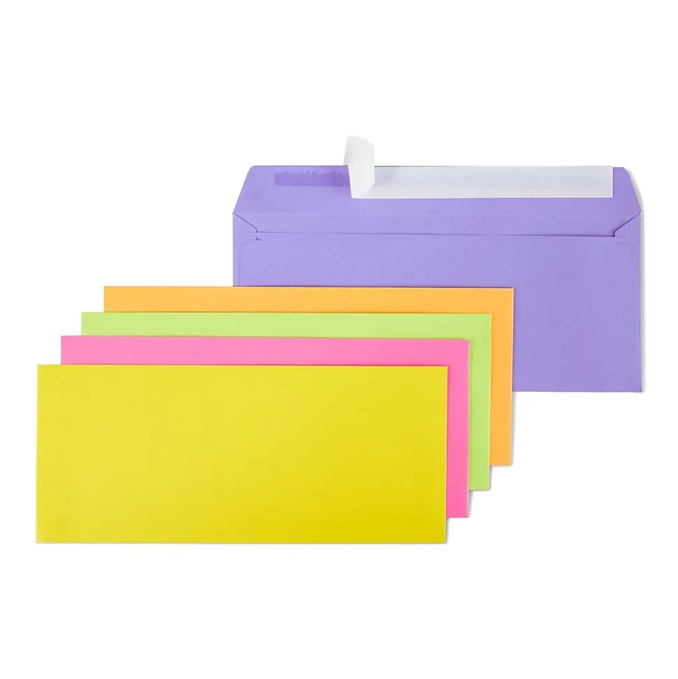 QuickStrip EasyClose Self Seal #10 Business Envelopes, 4 1/8" x 9 1/2", Assorted Colors, 50/Pack (ST23431-CC) | Staples Hot