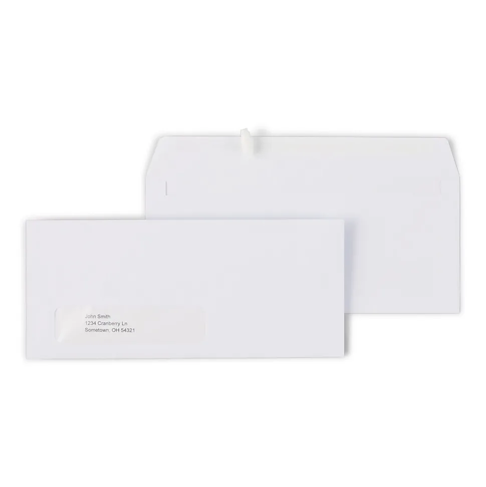 QuickStrip EasyClose Self Seal #10 Window Envelopes, 4 1/8" x 9 1/2", White Wove, 500/Box (ST381936/381936) | Staples Outlet