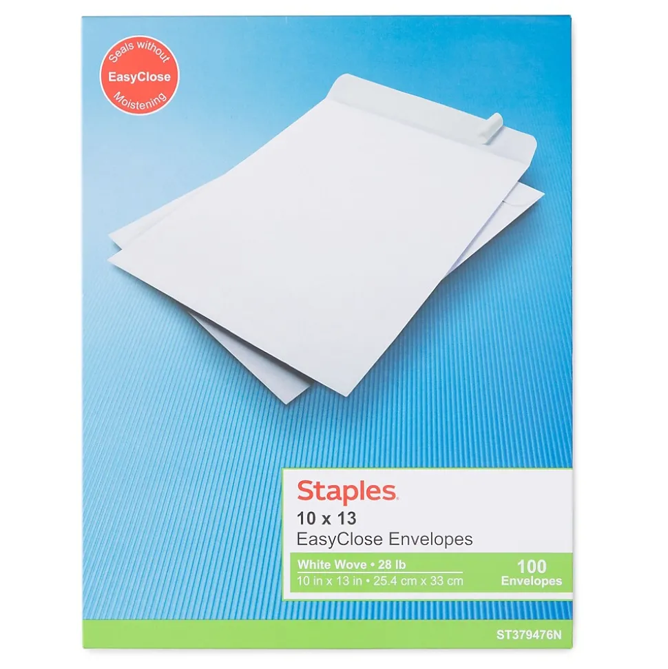 QuickStrip EasyClose Self Seal Catalog Envelopes, 10" x 13", White, 100/Box (ST379476N-CC) | Staples Cheap