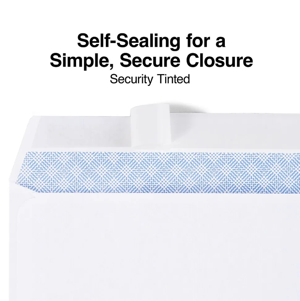 QuickStrip EasyClose Self Seal Security Tinted #6 3/4 Business Envelopes, 3 5/8" x 6 1/2", White, 50/Box (ST862999-CC) | Staples Store
