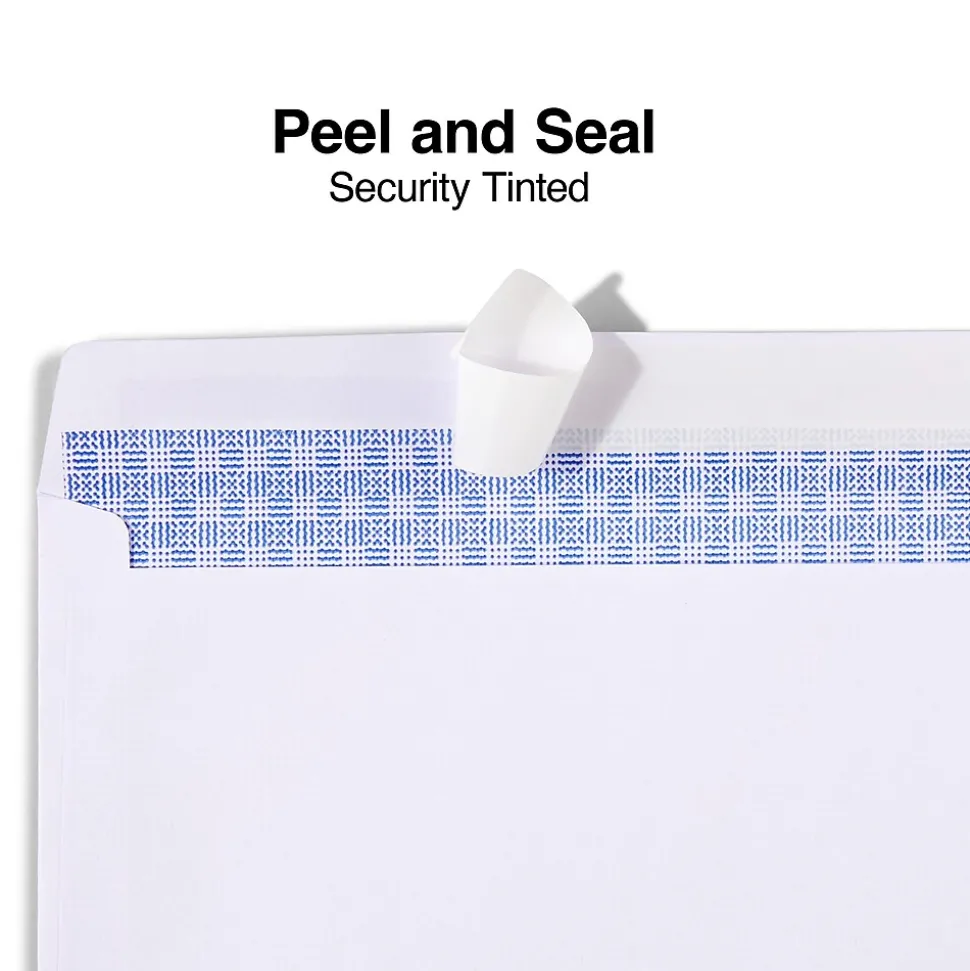 QuickStrip EasyClose Self Seal Security Tinted #10 Business Envelopes, 4 1/8" x 9 1/2", White, 100/Box (ST50308-CC) | Staples Cheap