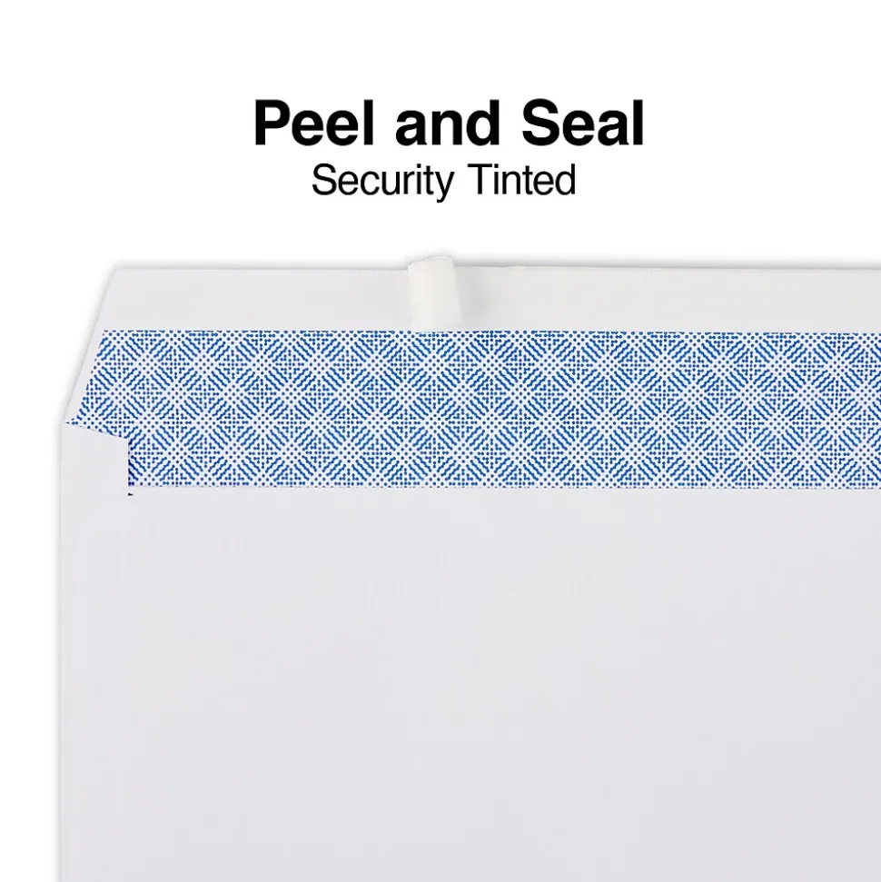 QuickStrip EasyClose Self Seal Security Tinted #10 Business Envelopes, 4 1/8" x 9 1/2", White, 500/Box (ST50312-CC) | Staples New