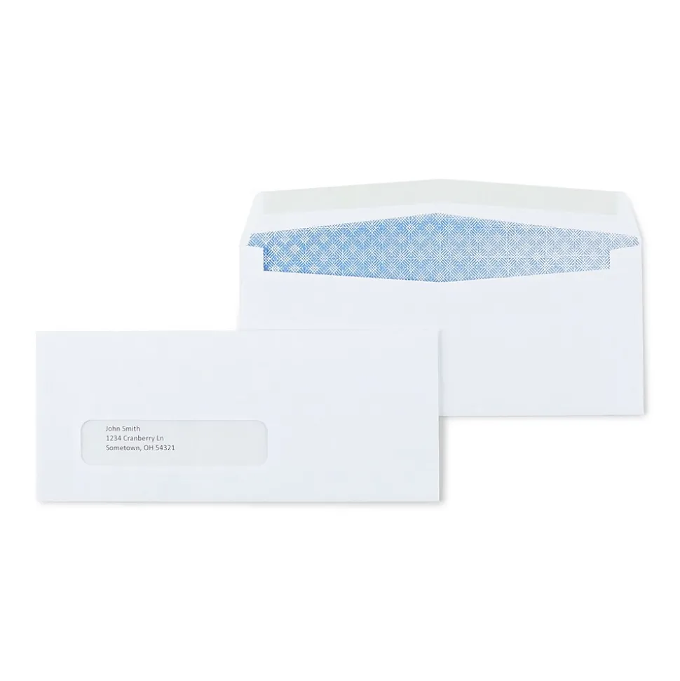 Security Tinted #8 5/8 Business Envelopes, 3 5/8" x 8 5/8", White, 500/Box (918179/19410) | Staples Online