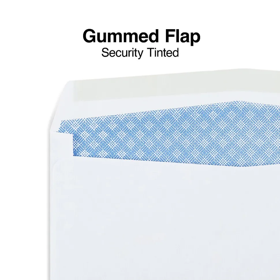 Security Tinted #8 5/8 Business Envelopes, 3 5/8" x 8 5/8", White, 500/Box (918179/19410) | Staples Online