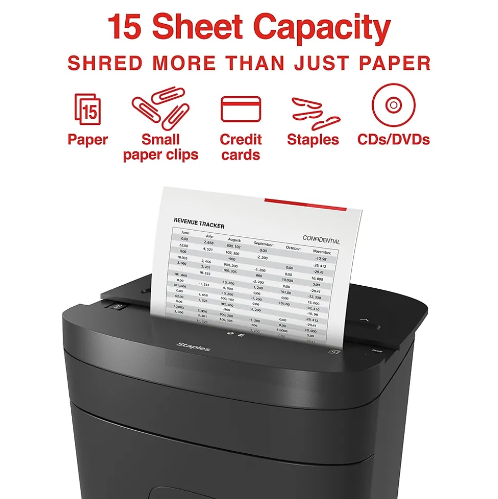 15-Sheet Cross-Cut Multi-Media Shredder (ST62154) | Staples Discount