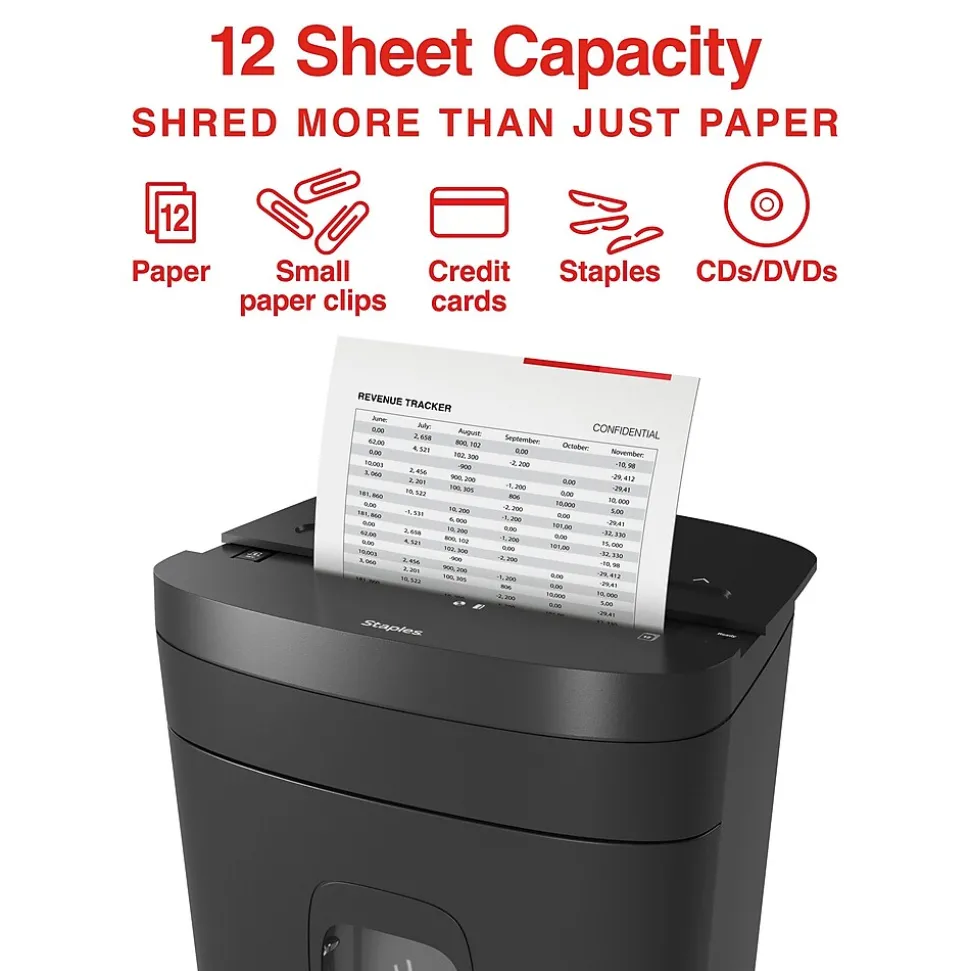 12-Sheet Micro-Cut Multi-Media Shredder (ST62153) | Staples Outlet