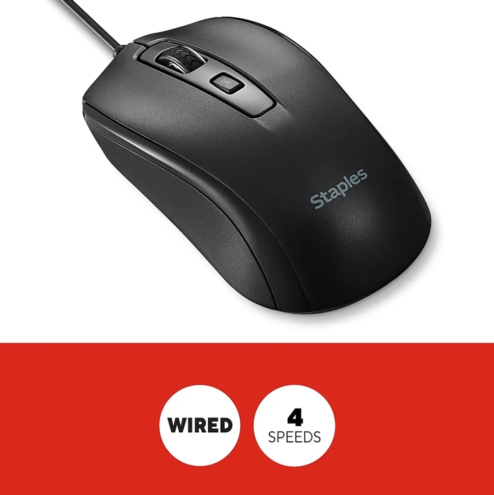 Ambidextrous Optical USB Mouse, Black (ST62598) | Staples TECH Fashion