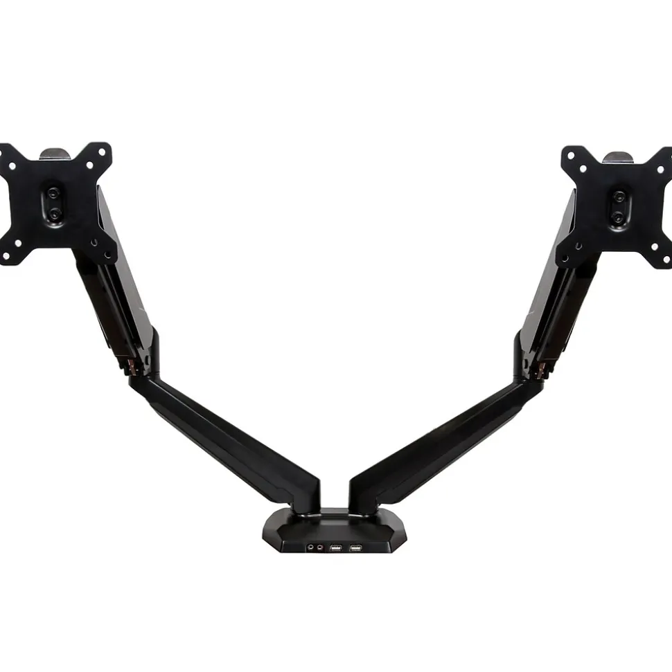 Dual Monitor Arm, One-Touch Height Adjustment Adjustable, Up to 30", Black (ARMSLIMDUO) | StarTech Fashion