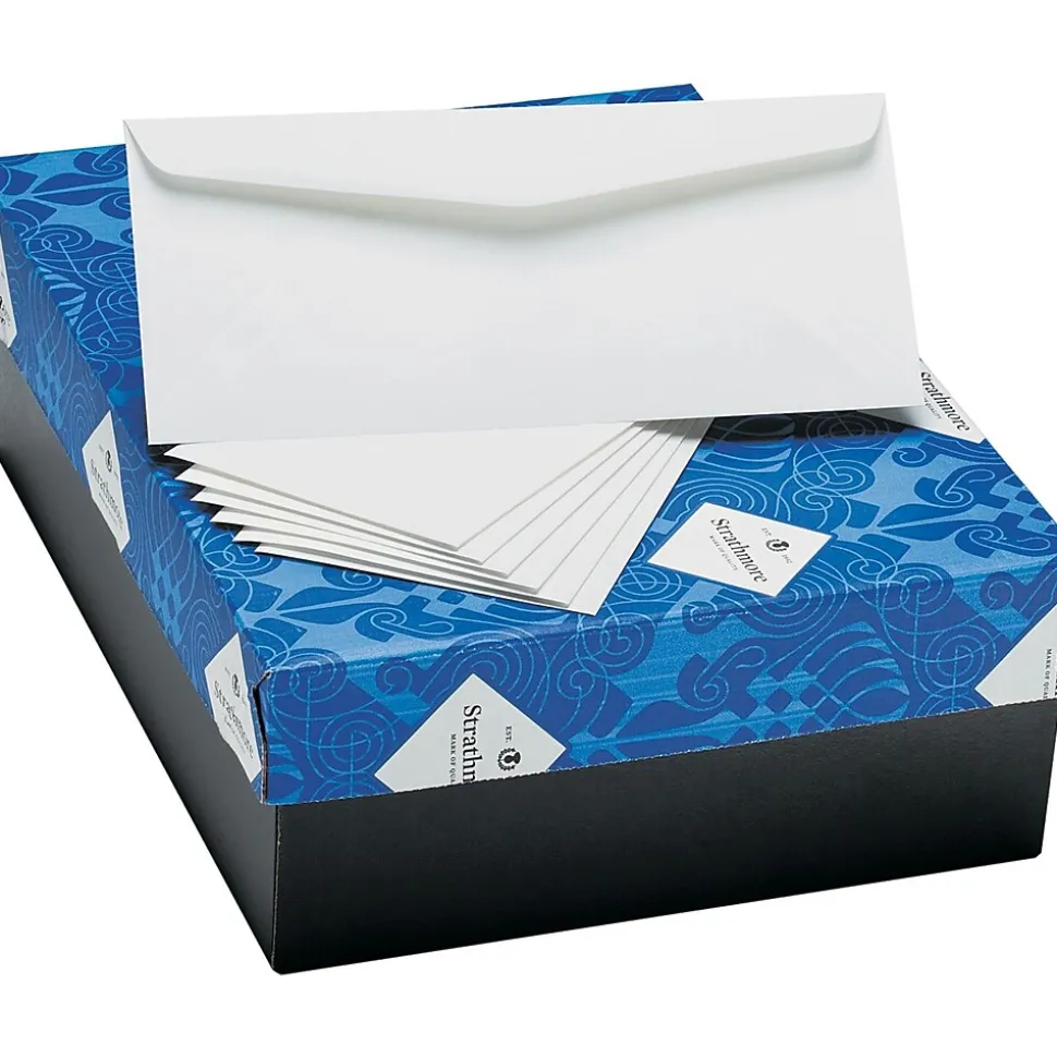 25% Cotton Business Envelopes, Natural White, 4.125" X 9.5", 500/Box (STTM27565) | Strathmore Discount