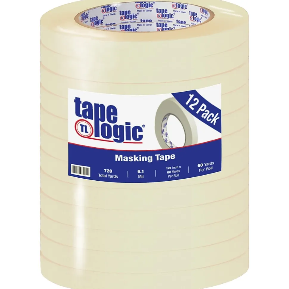 ™ 1/2" x 60 Yards Masking Tape, 12 Rolls (T933260012PK) | Tape Logic Best Sale