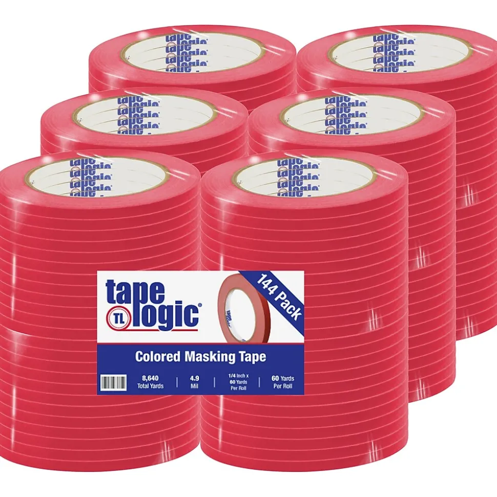 ™ 1/4" x 60 Yards Masking Tape, Red, 144/Case (T931003R) | Tape Logic Clearance