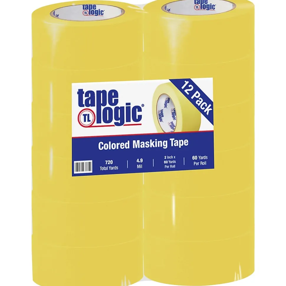 ™ 2" x 60 Yards Masking Tape, Yellow, 12 Rolls (T93700312PKY) | Tape Logic New