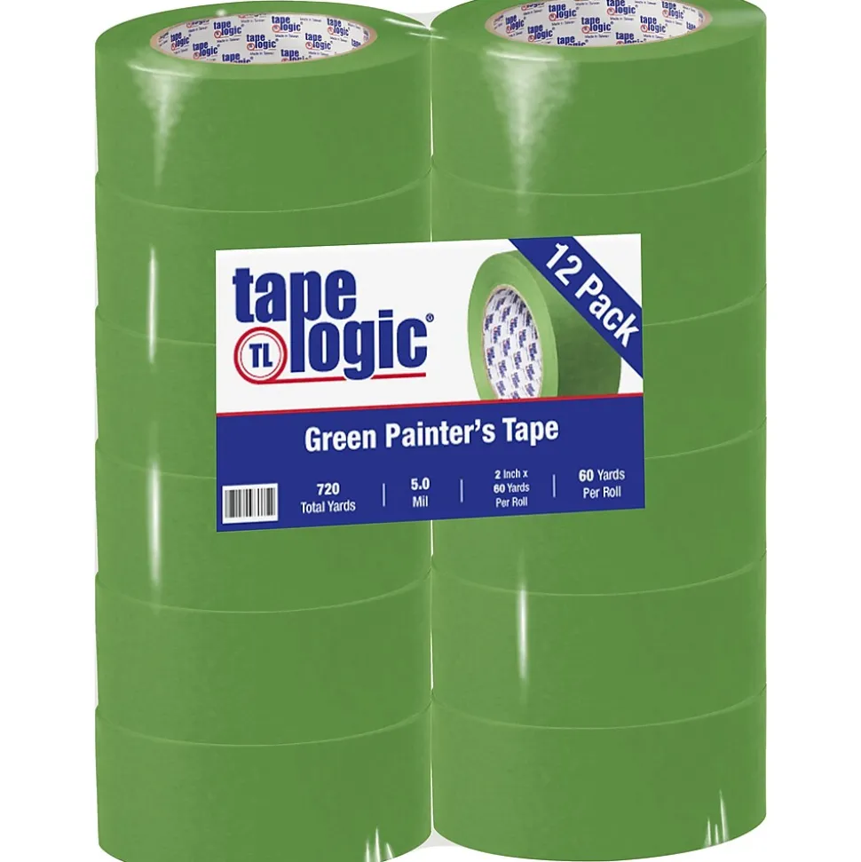 ™ 2" x 60 Yards Painters Tape, Green, 12 Rolls (T937320012PK) | Tape Logic New