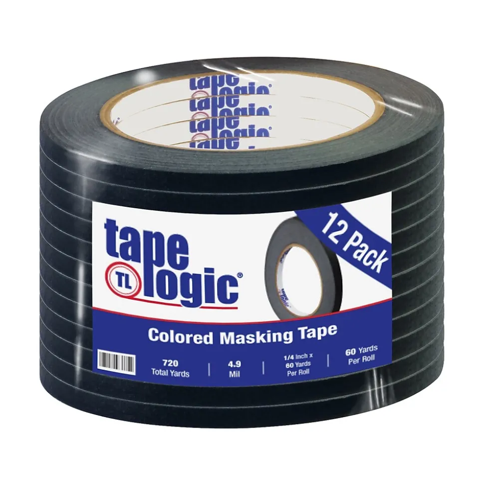 Masking Tape, 0.25" x 60 yds., Black, 12/Carton (T93100312PKB) | Tape Logic Best Sale