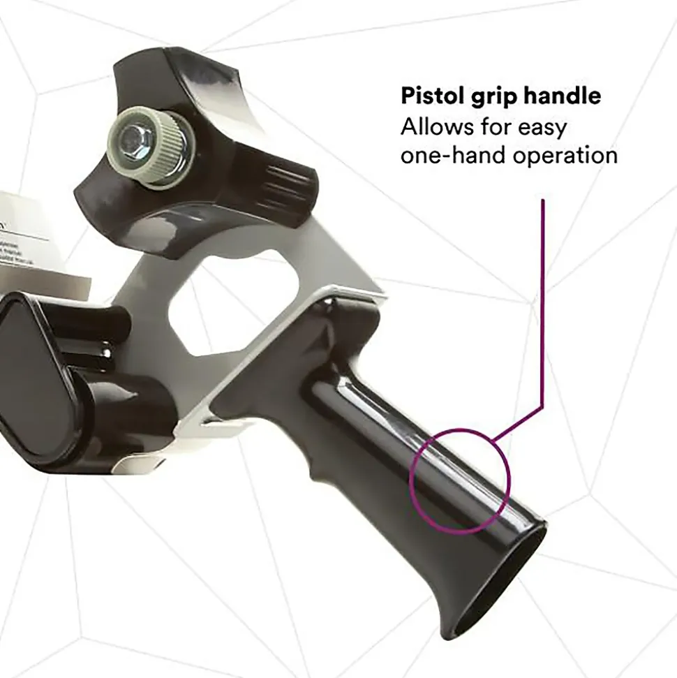 Pistol Grip 2" to 3" Handheld Packing Tape Dispenser, Black (HB903) | Tartan New