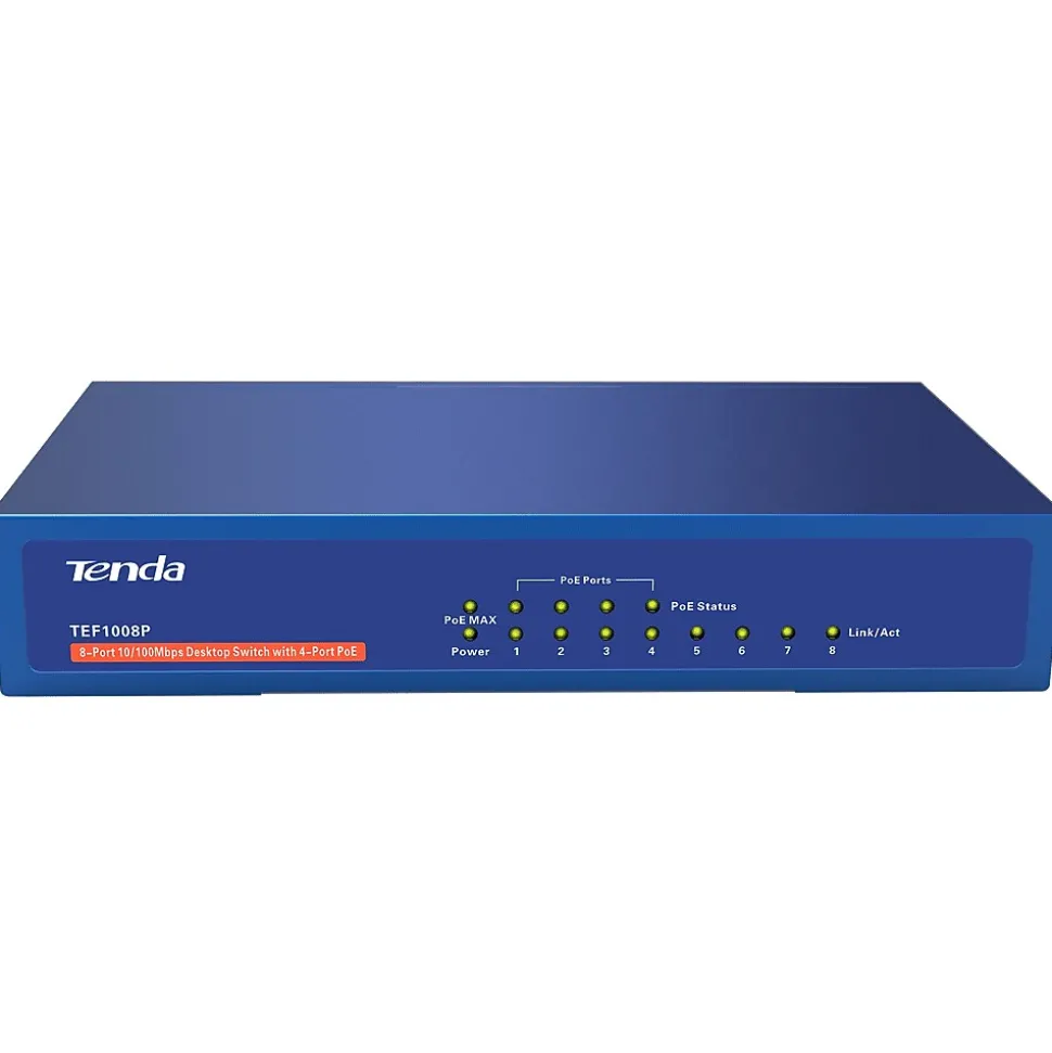 TEF1008P 8-Port Gigabit Ethernet Unmanaged Switch, 10/100 Mbps, Blue (TEF1008P) | Tenda Fashion