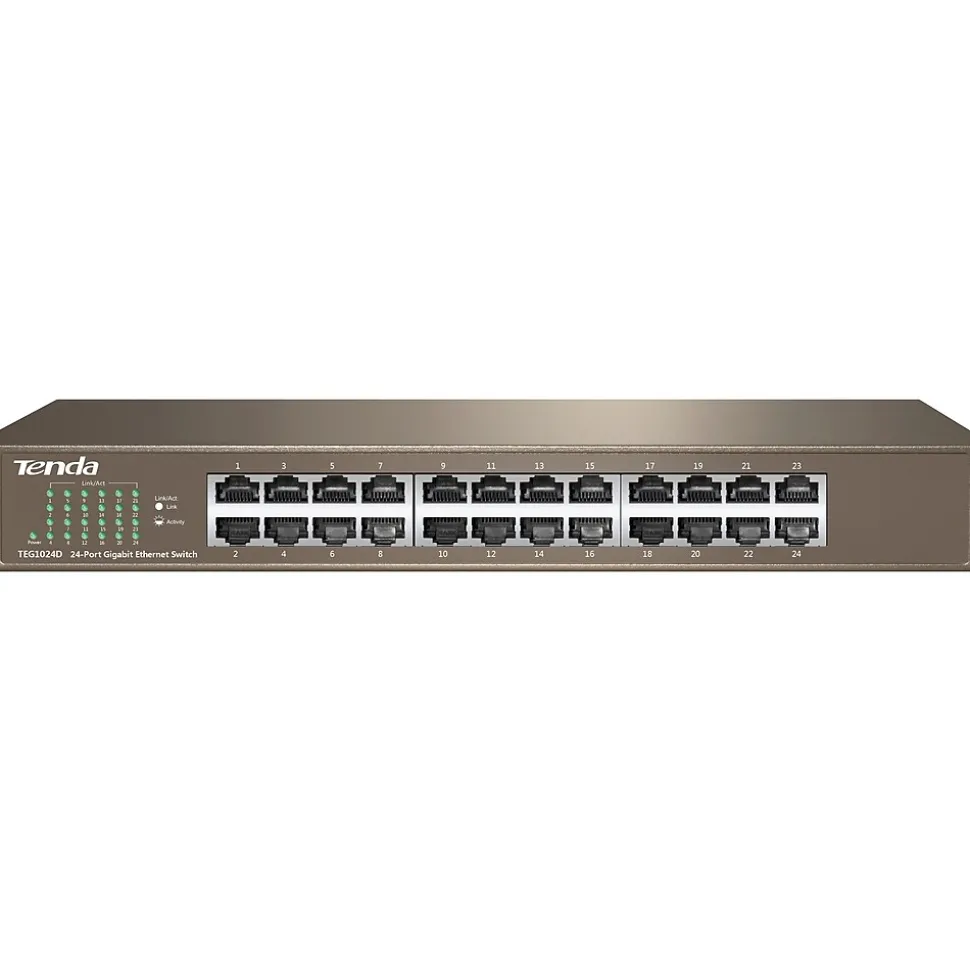 TEG1024D 24-Port Gigabit Ethernet Unmanaged Switch, Up to 2000 Mbps, Brown (TEG1024D) | Tenda Fashion