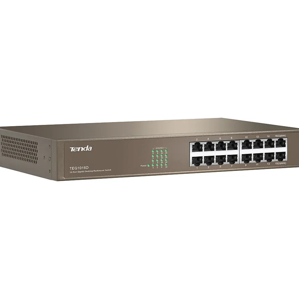 TEG1016D 16-Port Gigabit Ethernet Unmanaged Switch, Up to 2000 Mbps, Brown (TEG1016D) | Tenda Flash Sale