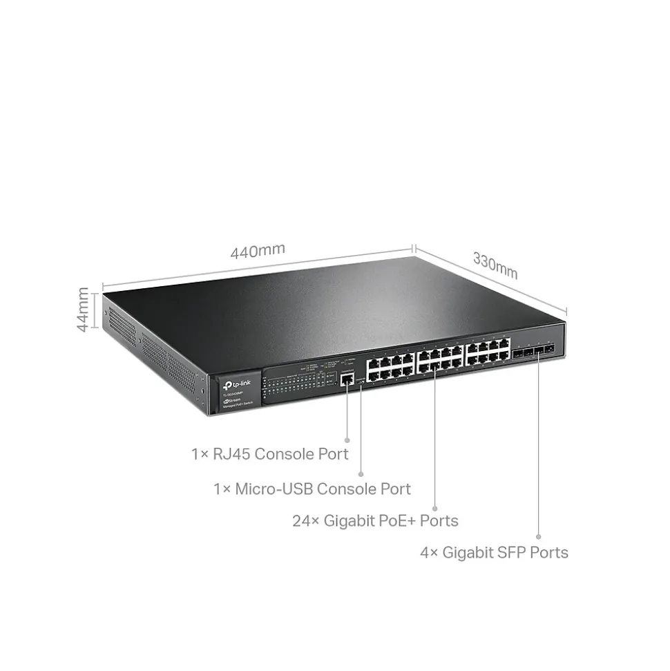 JetStream 24-Port Gigabit Ethernet PoE+ Managed Switch, Black (TL-SG3428MP) | TP-LINK Store
