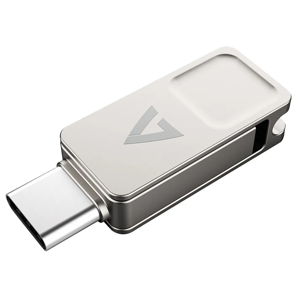 Dual-Purpose 64GB USB-C/USB 3.2 Flash Drive, Silver (VF364GTC) | V7 Outlet