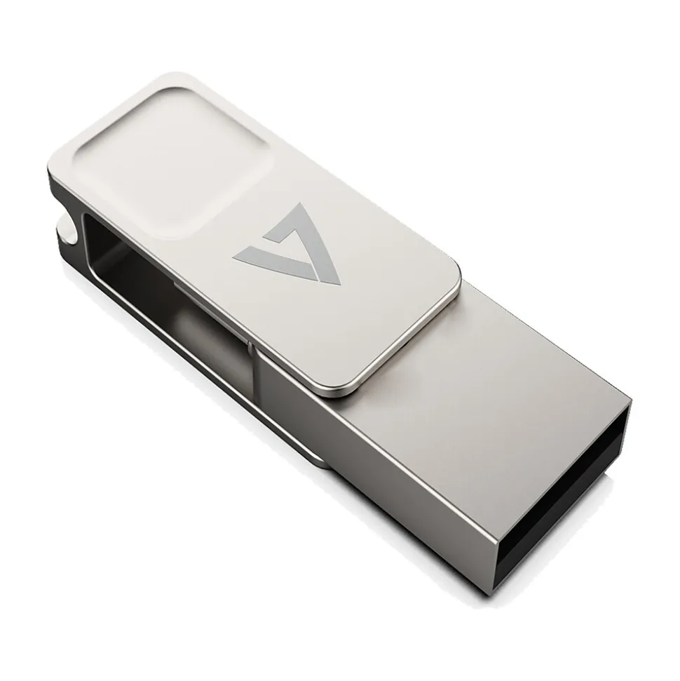 Dual-Purpose 64GB USB-C/USB 3.2 Flash Drive, Silver (VF364GTC) | V7 Outlet