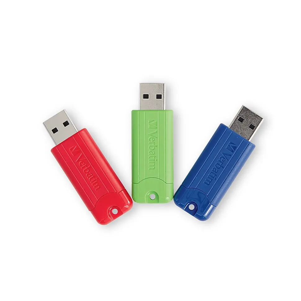 PinStripe 16GB USB 3.2 Type A Flash Drive, Assorted Colors, 3/Pack (70386) | Verbatim Cheap