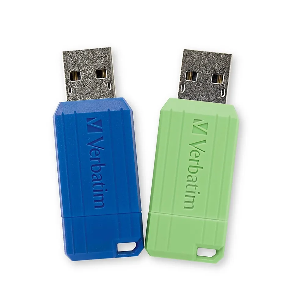PinStripe 16GB USB 2.0 Type A Flash Drive, Blue/Green (99149) | Verbatim Best Sale