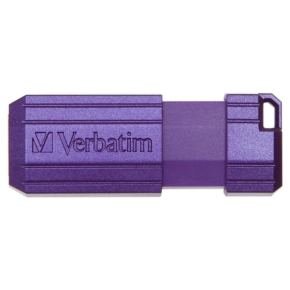 PinStripe 16GB USB 2.0 Type A Flash Drive, Violet (98045) | Verbatim New