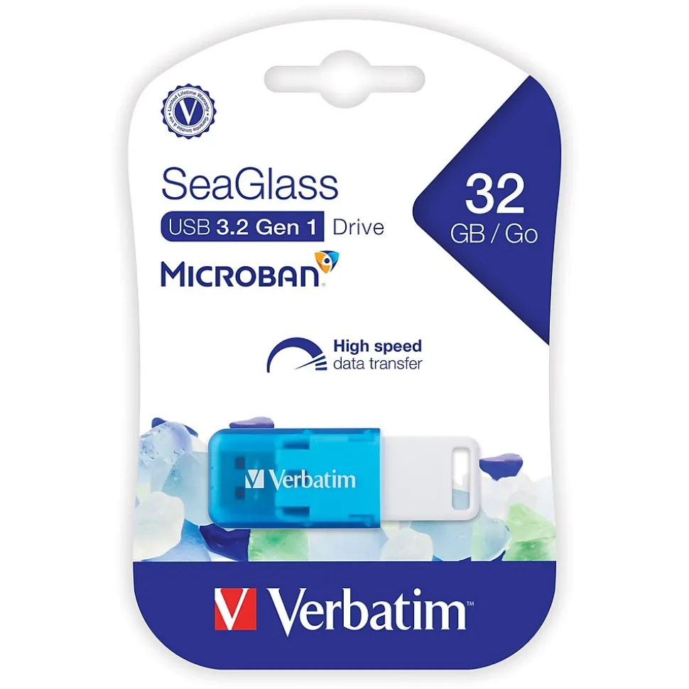 SeaGlass 32GB USB 3.2 Type A Flash Drive, Blue (71268) | Verbatim Discount