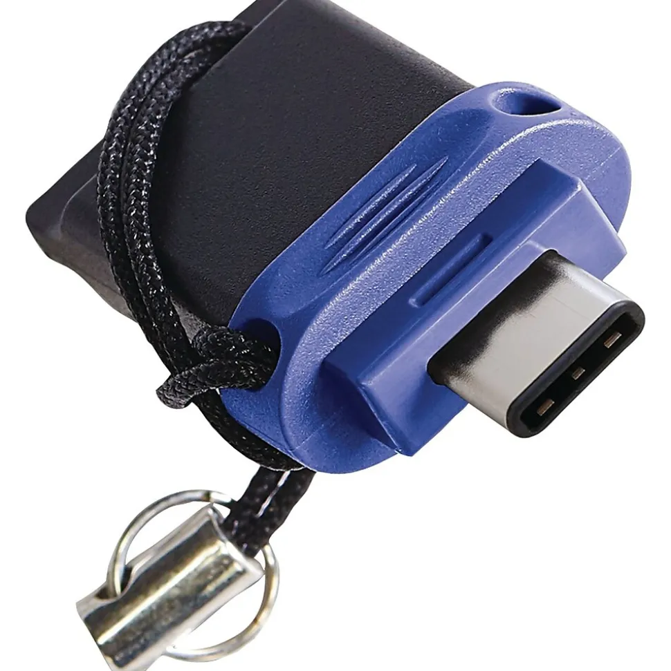Store 'n' Go Dual 64GB USB 3.0 Type A Flash Drive, Black and Blue (VTM99155) | Verbatim Hot