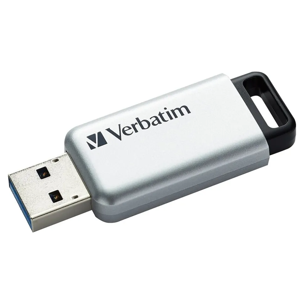 Store 'n' Go Pro 32GB USB 3.0 Type A Flash Drive, Silver/Black (98665) | Verbatim New