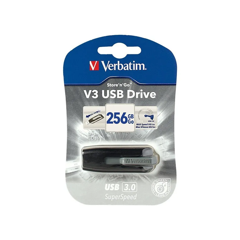 Store 'n' Go V3 256GB USB 3.0 Type A Flash Drive, Black (49168) | Verbatim Hot