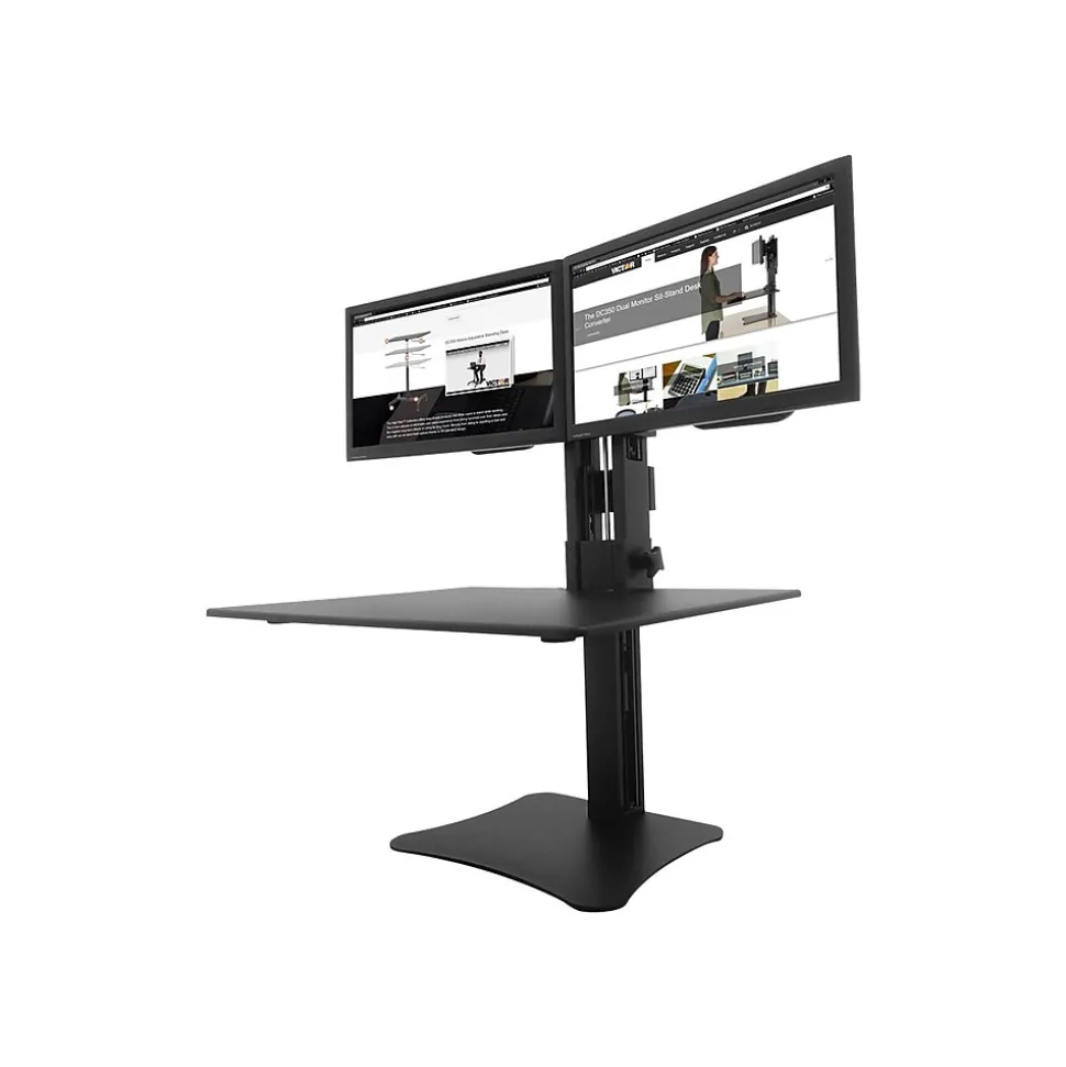High Rise™ Manual Dual Monitor Standing Desk, 28" W, Laminate Wood (DC350) | Victor Technology Best Sale