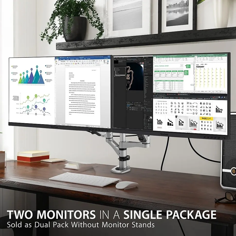Dual Pack Head-Only 24" 60 Hz LED Monitor, Black (VG2455_56A_H2) | ViewSonic Best Sale
