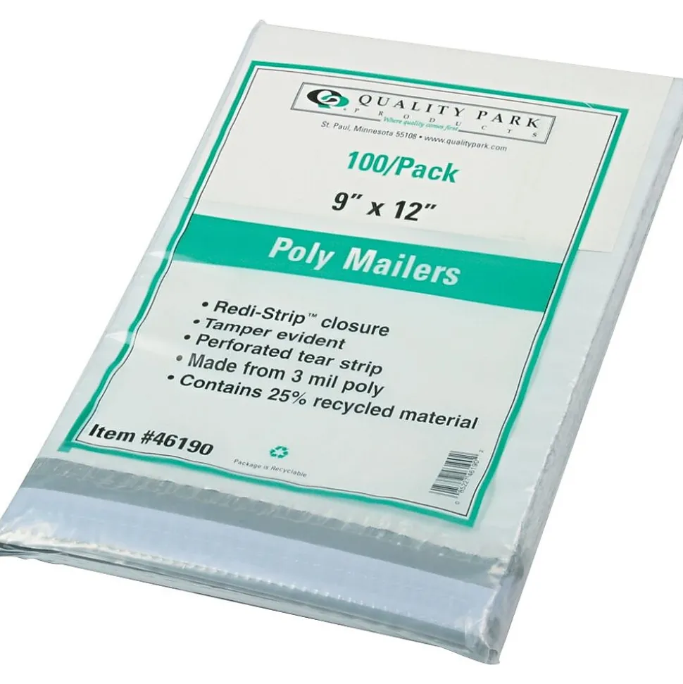 9"W x 12"L Redi-Strip Poly Mailers, White, 100/Pack (QUA46190) | Staples Store