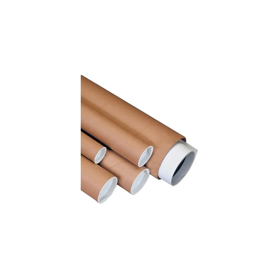 2" x 60" - Kraft Mailing Tube with Caps, 50/Case | Unbranded Online