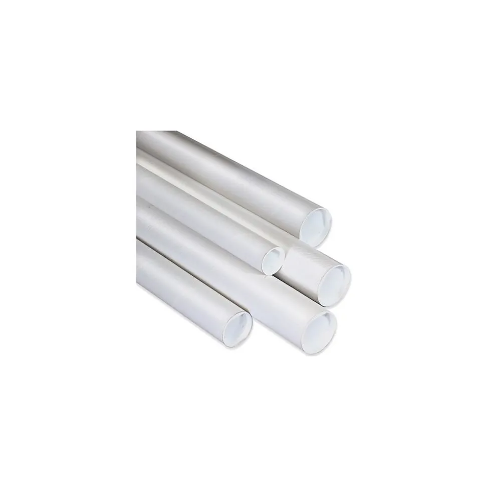 4" x 48" - White Mailing Tubes with Cap, 15/Case | Unbranded Online